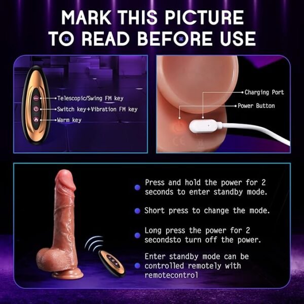 Dildo Vibrator Sex Toys - Realistic Dildos for G Spot Anal Stimulation with 8 Thrusting & 10 Vibration & Heating Mode, Blowjob Silicone Dildo Remote Control Adult Toy for Women Couple - Image 6
